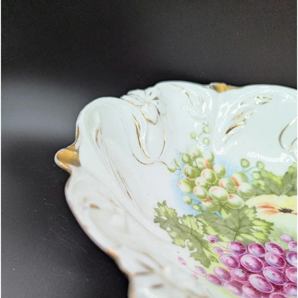 Antique Art Nouveau PS Germany Fruit Centerpiece Bowl Transferware 10